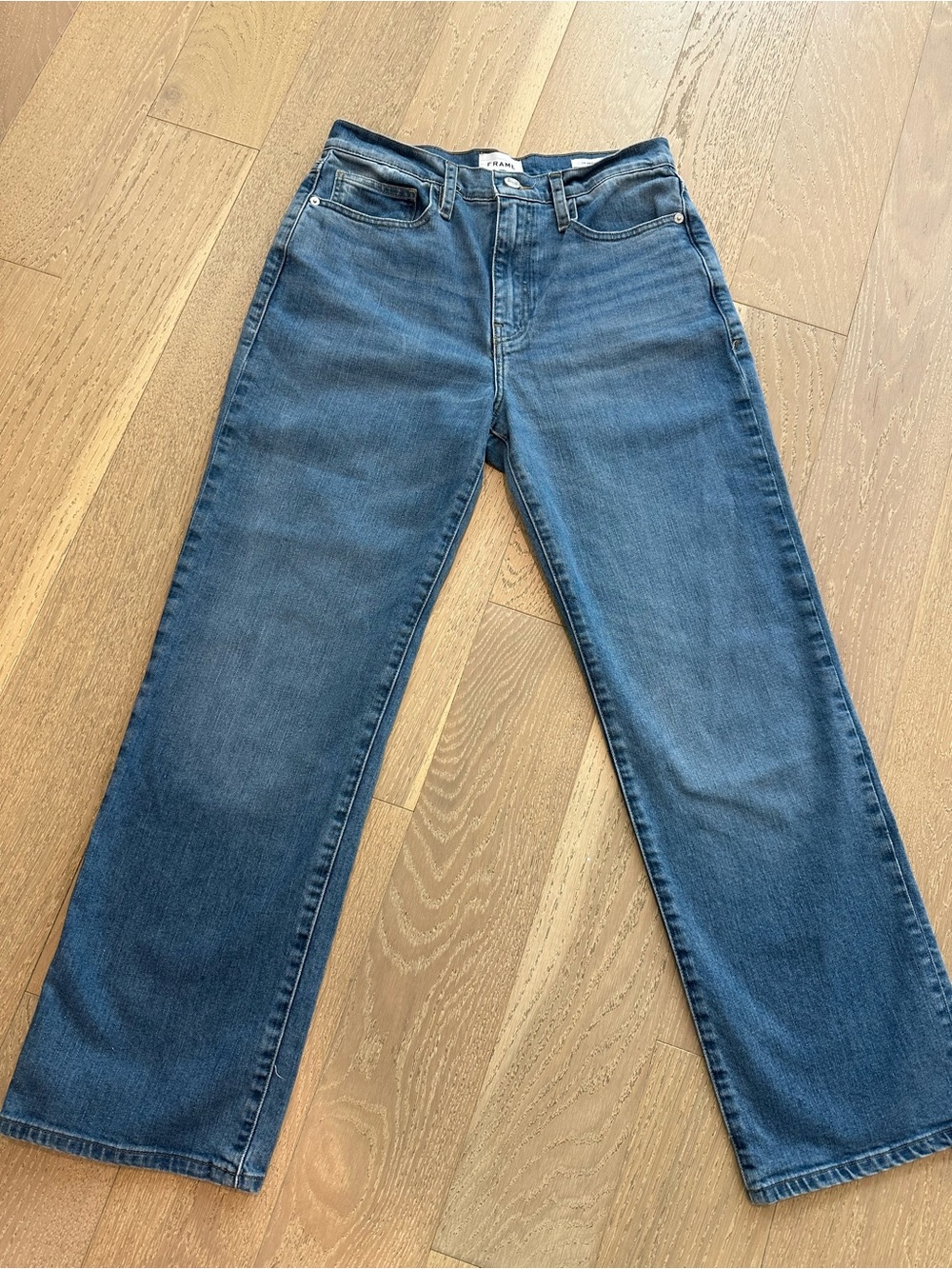 Frame Denim Women's Le Jane Ankle Jeans in Medium Blue Cotton Blend